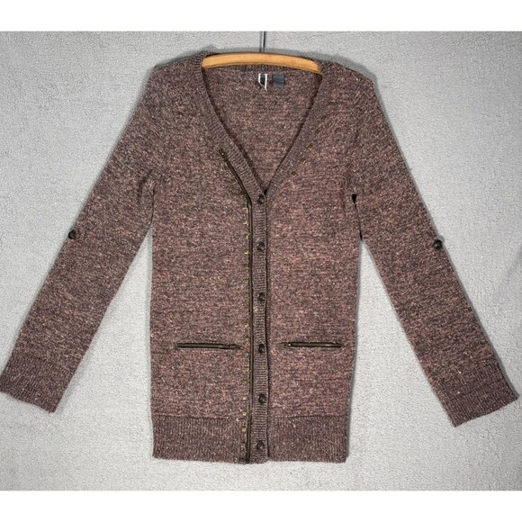 Bke Long Cardigan Sweater Women’s Size L Rust Brown Professor Academia Teacher - Picture 1 of 14